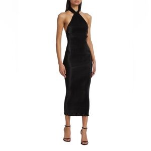 L’IDÉE PLEATED HALTER KLUM MIDI DRESS